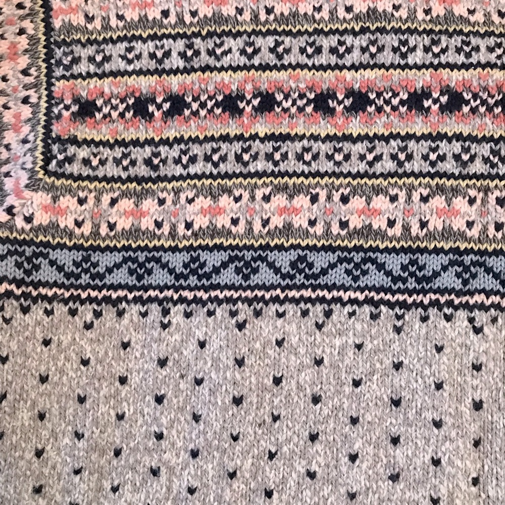Vintage LizWear Cardigan Sweater Womens Small Zip Up Heavy Knit Fair Isle Grey - Picture 12 of 14